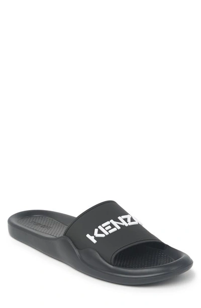 Shop Kenzo Logo Slide Sandal In Black