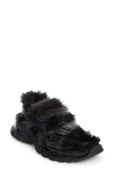 Shop Balenciaga Track Faux Fur Lined Sandal In Black