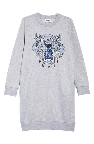 Shop Kenzo Kids' Tiger Icon Sweatshirt Dress In Grey Marl