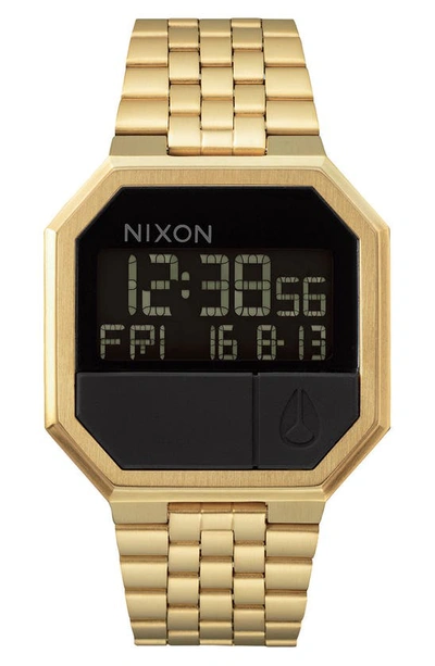 Shop Gucci Rerun Digital Bracelet Watch, 39mm In Gold/ Black/ Gold