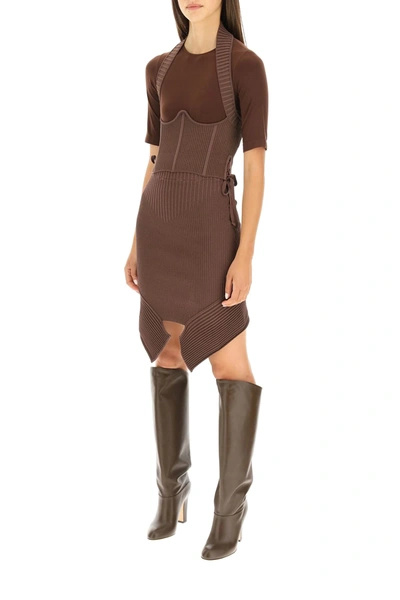 Shop Adamo Bustier Top With Criss Cross Ties In Brown