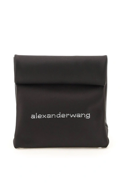 Shop Alexander Wang Lunch Bag Satin Clutch In Black