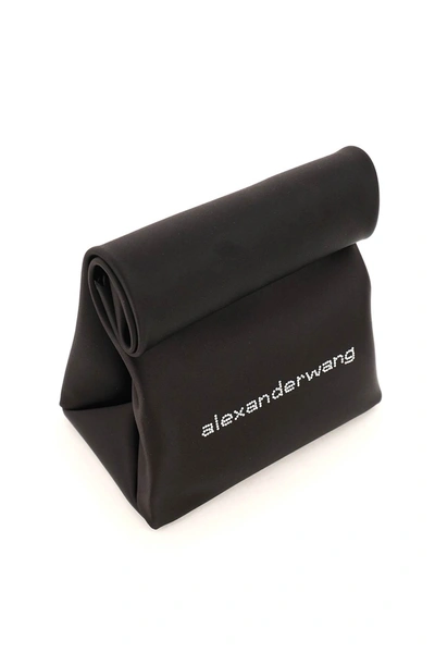Shop Alexander Wang Lunch Bag Satin Clutch In Black