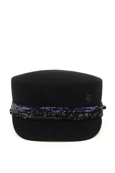 Shop Maison Michel Abby Felt And Sequins Beret In Black