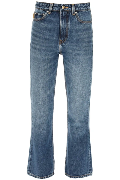 Shop Ganni High-waisted Flare Jeans In Blue