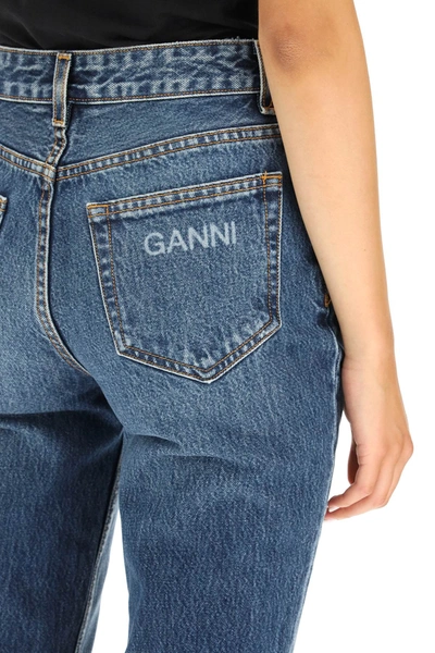 Shop Ganni High-waisted Flare Jeans In Blue