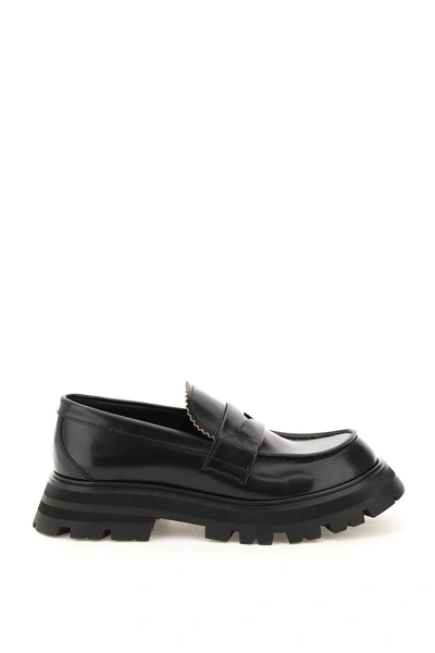 Shop Alexander Mcqueen Wander Leather Moccasin In Black