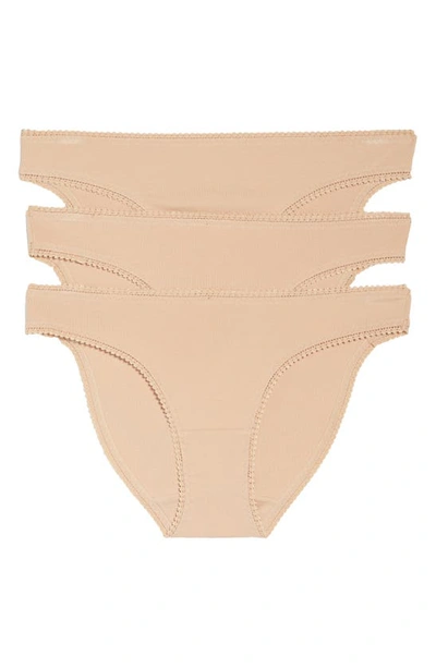 Shop On Gossamer 3-pack Cotton Hip Bikinis In Champagne