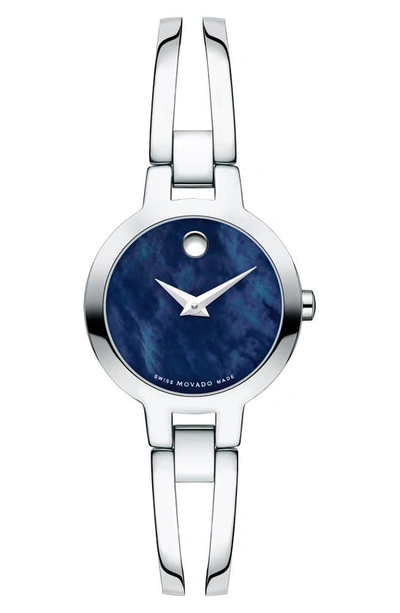 Shop Movado Amorosa Bangle Watch, 24mm In Silver/ Blue Mop/ Silver