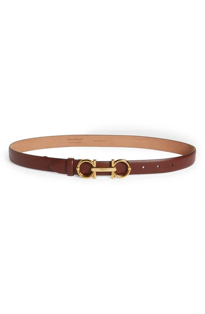 Shop Ferragamo Gancini Leather Belt In Nebbiolo