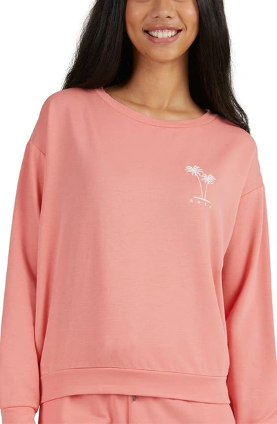 Shop Roxy Surfing By Moonlight Embroidered Sweatshirt In Lantana