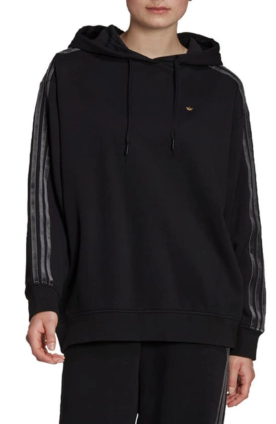 Adidas Originals Velvet 3-stripes French Terry Hoodie In Black | ModeSens