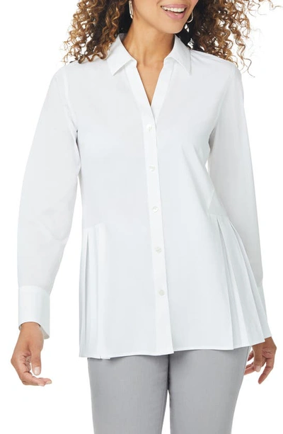 Shop Foxcroft Pippa Pleated Peplum Non-iron Stretch Tunic In White