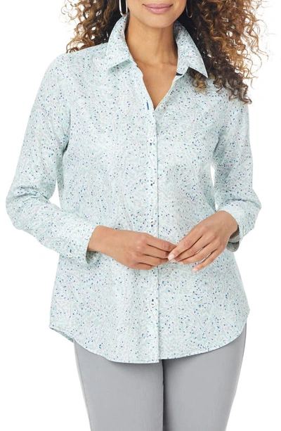 Shop Foxcroft Davis Butterfly Frost Non-iron Button-up Shirt In Mint Frost