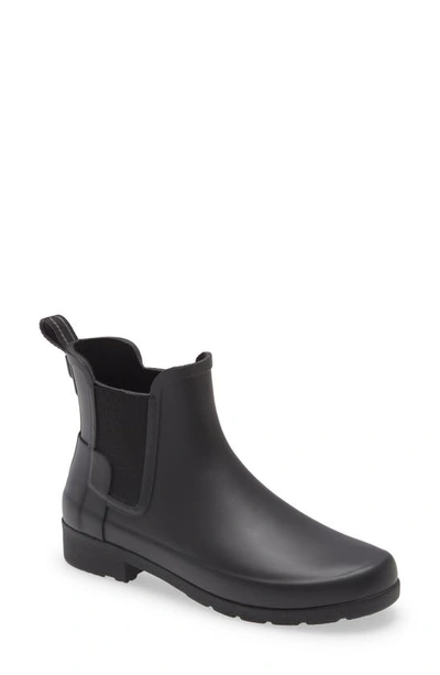 Hunter Refined Waterproof Chelsea Boot In Black