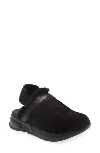 Shop Givenchy Marshmallow Genuine Shearling Lined Clog In Black