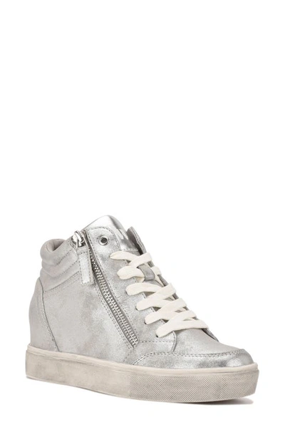 Shop Nine West Tons Lace-up Wedge Sneaker In Silver