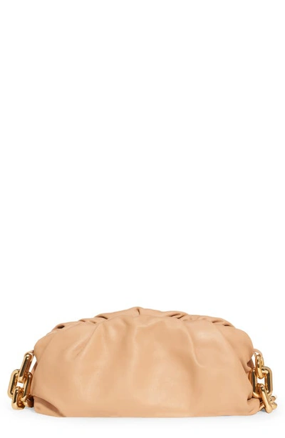 Shop Bottega Veneta The Chain Pouch Leather Shoulder Bag In Kraft-gold