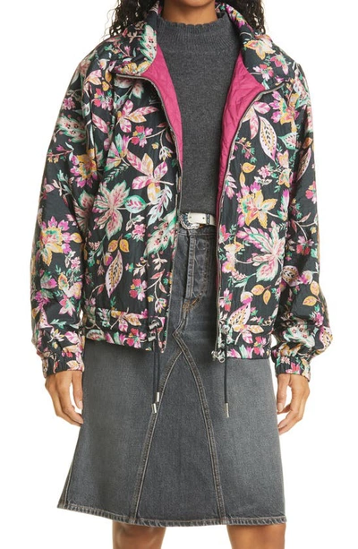 Dolores Floral Print Drawstring Jacket In Multicolor