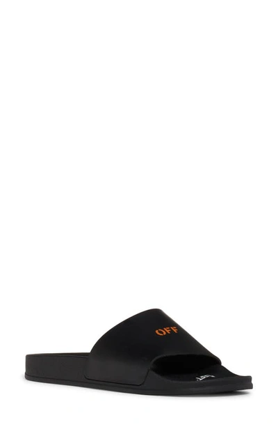 Shop Off-white Logo Slide Sandal In Black/ Orange
