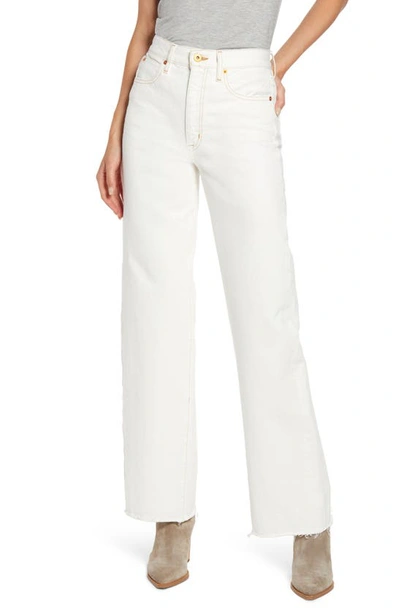 Shop Slvrlake Grace High Waist Raw Hem Wide Leg Jeans In Natural White