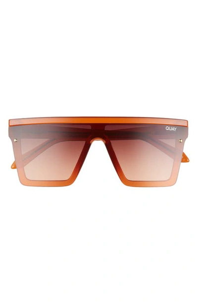 Shop Quay Hindsight 67mm Shield Sunglasses In Desert Sun Brown