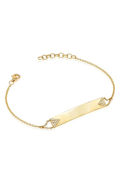 Shop Ef Collection Diamond Nameplate Customizable Pendant Bracelet In 14k Yellow Gold
