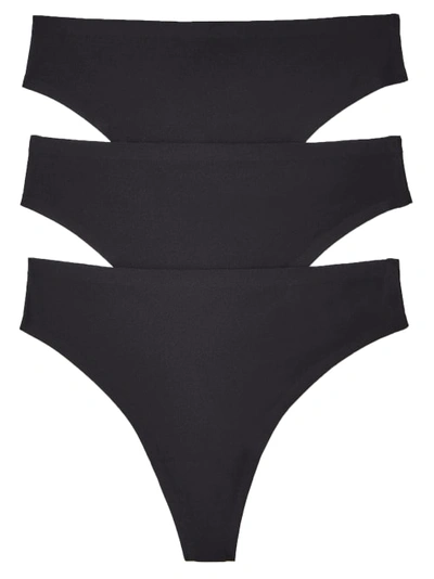 Shop Chantelle Soft Stretch Thong 3-pack In Black