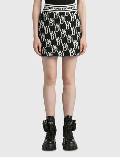 Shop We11 Done All Over Logo Knit Mini Skirt In Black