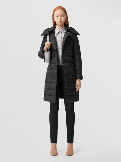 Shop Burberry Mid-length Nylon Puffer Coat In Black