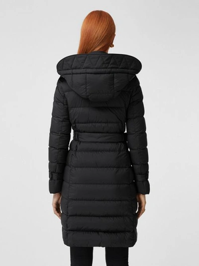 Shop Burberry Mid-length Nylon Puffer Coat In Black