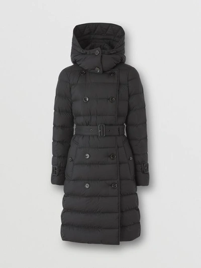Shop Burberry Mid-length Nylon Puffer Coat In Black