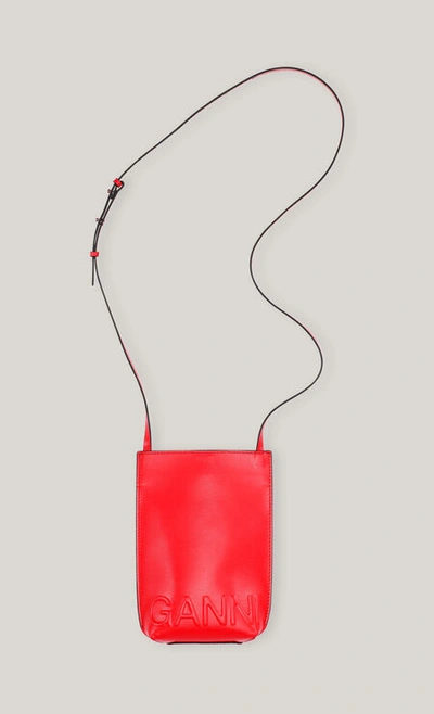 Shop Ganni Banner Small Crossbody High Risk Red One Size