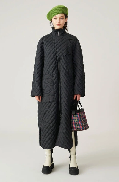 Ganni + Net Sustain Quilted Recycled Ripstop Coat In Black