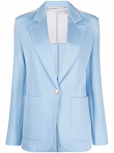 Shop Palm Angels Side-stripe Buttoned Blazer In Blau