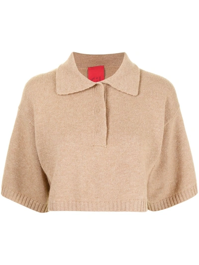 Shop Cashmere In Love Demi Cropped Knitted Shirt In Braun