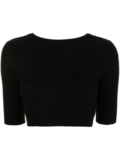 Shop Cashmere In Love Liza Scoop-back Cropped Top In Schwarz