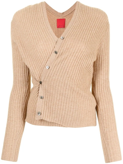 Shop Cashmere In Love Inez Ribbed-knit Cropped Cardigan In Braun