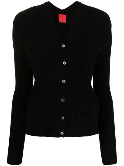 Shop Cashmere In Love Inez Ribbed-knit Cropped Cardigan In Schwarz