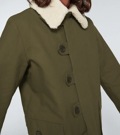 Shop Loewe Military Cotton Canvas Parka In Green