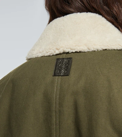 Shop Loewe Military Cotton Canvas Parka In Green