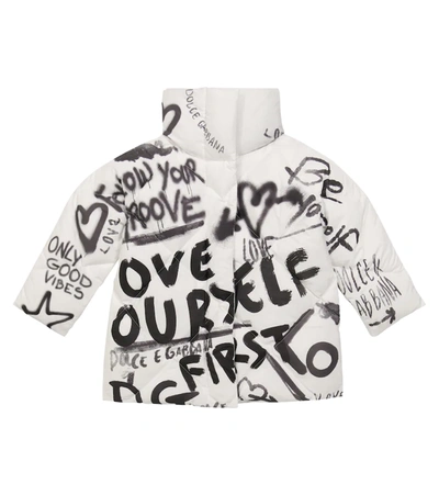 Shop Dolce & Gabbana Graffiti Logo-print Down Jacket In Black