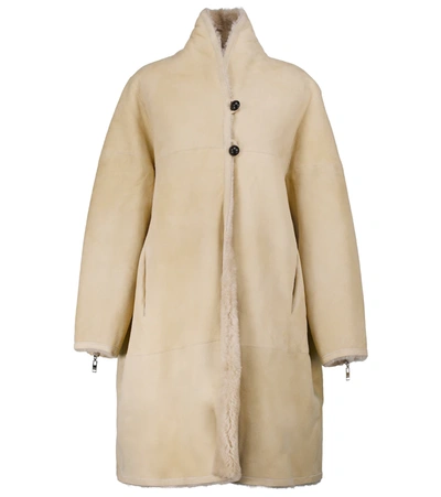 Shop Isabel Marant Abazoe Reversible Shearling Coat In Beige