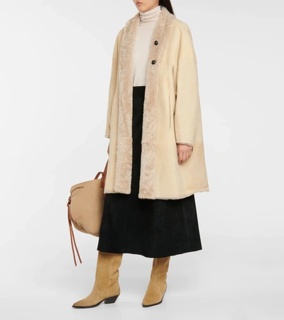 Shop Isabel Marant Abazoe Reversible Shearling Coat In Beige