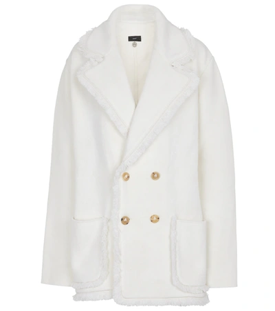 Shop Alanui Cordillera Wool Tweed Blazer In White