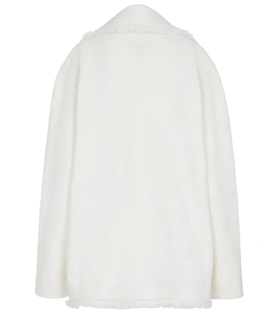 Shop Alanui Cordillera Wool Tweed Blazer In White
