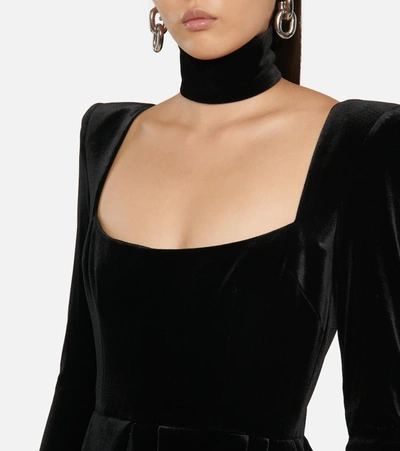 Shop Alex Perry Porter Velvet Minidress With Choker In Black