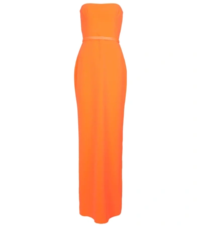 Shop Alex Perry Cassidy Strapless Satin-crêpe Gown In Orange