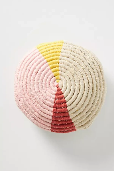 Anthropologie Handwoven Spiral Pillow In Pink