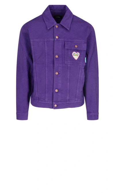Paccbet Embroidered-logo Denim Jacket In Purple